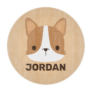 Niedlicher Corgi Hund mit Personalisiertem Namen Schneidebrett