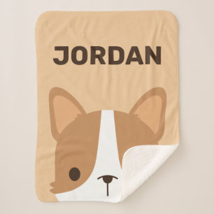 Niedlicher Corgi Hund mit Personalisiertem Namen Sherpadecke