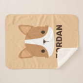 Niedlicher Corgi Hund mit Personalisiertem Namen Sherpadecke (Vorderseite (Horizontal))