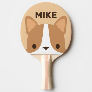 Niedlicher Corgi Hund mit Personalisiertem Namen Tischtennis Schläger