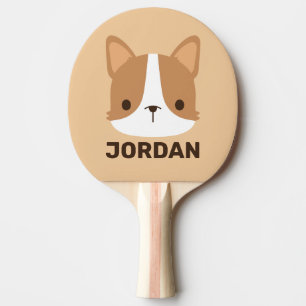 Niedlicher Corgi Hund mit Personalisiertem Namen Tischtennis Schläger