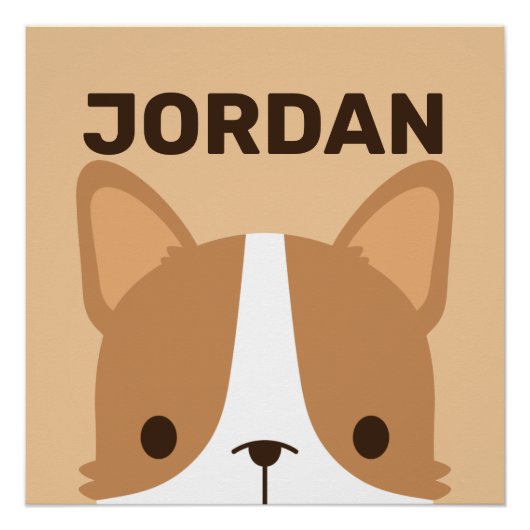 Niedlicher Corgi Hund mit Personalisierter Bezeich Poster (Vorderseite)