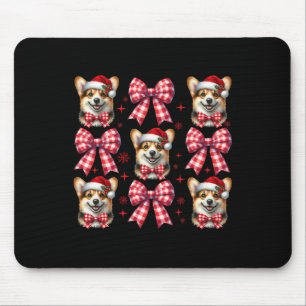 Niedlicher Corgi Hund Red Kariert Coquette Bow Wei Mousepad