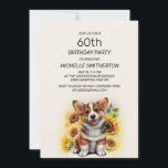 Niedlicher Corgi Hund Sonnenblumen 60. Geburtstag Einladung<br><div class="desc">Niedlicher Corgi Hund mit Sonnenblumen 60. Geburtstagsfeier Einladung für Frauen. Diese Karte kann für jeden Geschmack jeden Alters konzipiert werden. Kontaktieren Sie mich für Hilfe bei Ihrer Anpassung oder um zusätzliche Matching- oder Koordinationsprodukte für Ihre Feier zu erhalten.</div>