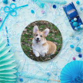 Niedlicher Corgi-Hund springend Pappteller (Party)