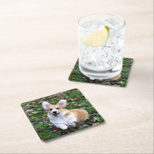 Niedlicher Corgi-Hund springend Rechteckiger Pappuntersetzer (Vor Ort)