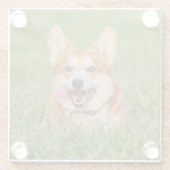 Niedlicher Corgi im Gras Glasuntersetzer (Rückseite)