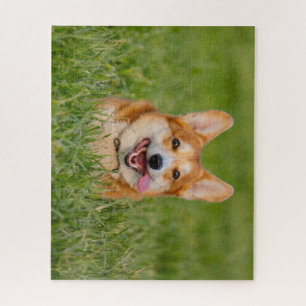 Niedlicher Corgi im Gras Puzzle