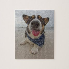 Niedlicher Corgi mit der Zunge heraus Puzzle
