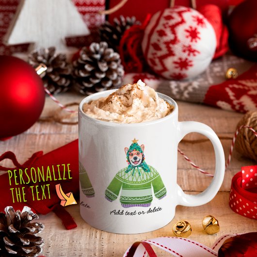 Niedlicher Corgi mit eiserner Sweater Xmas Hund Lo Kaffeetasse