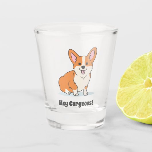 Niedlicher Corgi mit Funny Joke Schnapsglas (Vorderseite)