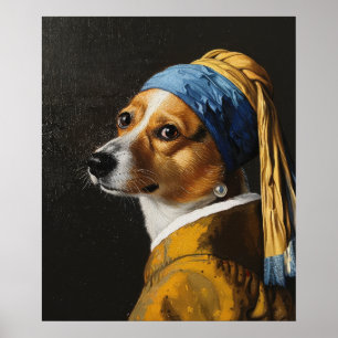 Niedlicher Corgi mit Perlenohrring - Tierart-Poste Poster