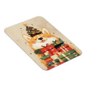 Niedlicher Corgi mit Weihnachtsgeschenken Magnet (Rechte Seite)