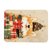 Niedlicher Corgi mit Weihnachtsgeschenken Magnet (Horizontal)