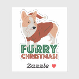 Niedlicher Corgi mit Weihnachtspun: Weihnachten Aufkleber