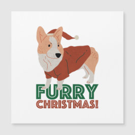 Niedlicher Corgi mit Weihnachtspun: Weihnachten Magnetkarte