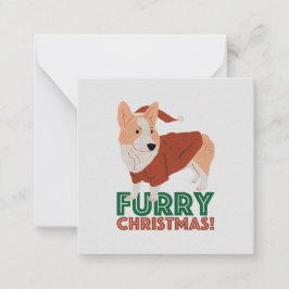 Niedlicher Corgi mit Weihnachtspun: Weihnachten Mitteilungskarte