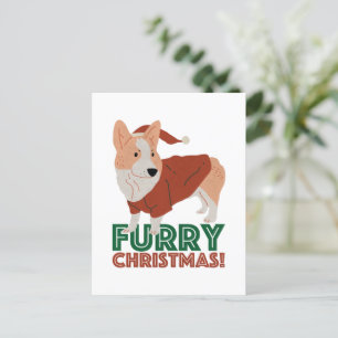 Niedlicher Corgi mit Weihnachtspun: Weihnachten Postkarte
