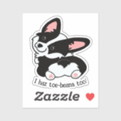 Niedlicher Corgi mit Zehenbohnen Aufkleber (Blatt)