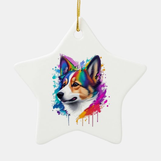 Niedlicher Corgi-Ornament Keramik Ornament (Vorne)