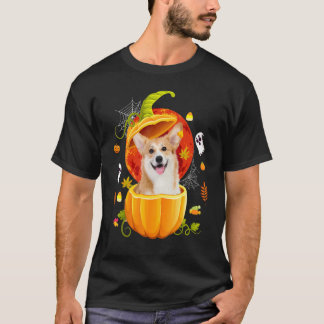 Niedlicher Corgi Pumpkin Halloween Hund T-Shirt