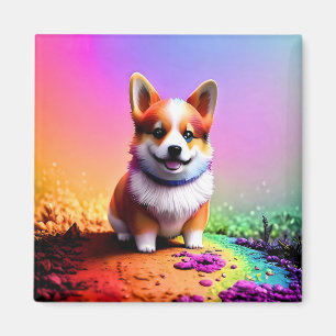 Niedlicher Corgi Puppy Dog Painting Artwork-36475 Magnet