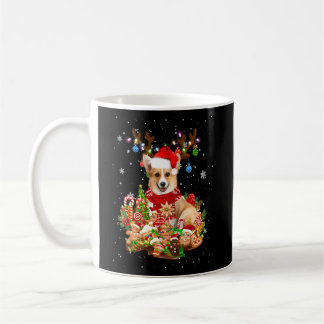 Niedlicher Corgi Rentier Weihnachtsbeleuchtung Wei Kaffeetasse