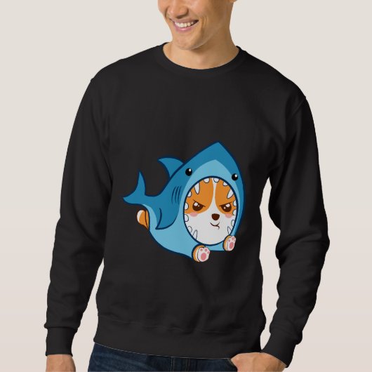 Niedlicher Corgi Shark Sweatshirt (Vorderseite)