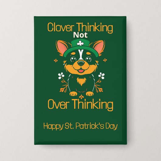 Niedlicher Corgi St. Patrick's Day Button (Vorderseite)