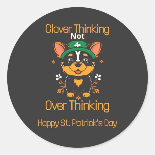 Niedlicher Corgi St. Patrick's Day Sticker (Vorderseite)