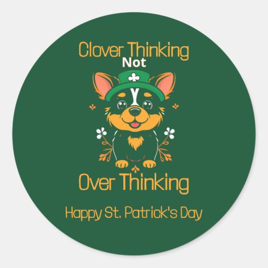 Niedlicher Corgi St. Patrick's Day Sticker (Vorderseite)