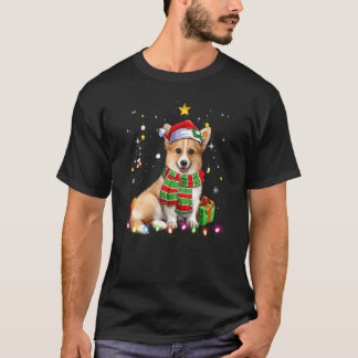 Niedlicher Corgi Weihnachtsbaum Lichter Xmas Pajam T-Shirt