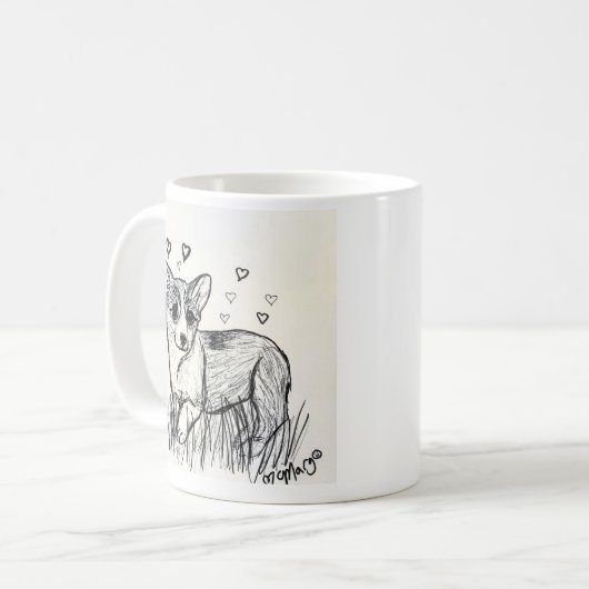 Niedlicher Corgi-Welpe Kaffeetasse (Vorderseite Links)