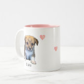 Niedlicher Corgi Welpen Hund & Herz Zweifarbige Tasse (Vorderseite Links)