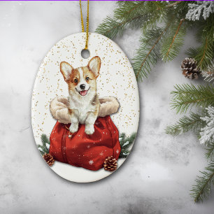 Niedlicher Corgi Welppy Dog Weihnachtsgeschenktasc Keramik Ornament