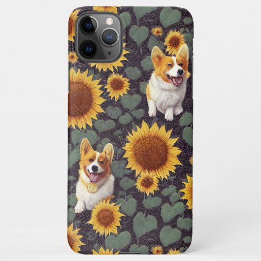 Niedlicher Corgis-verzauberter Sonnenblumengarten  iPhone Hülle (Rückseite)