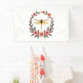 Niedlicher Cotattecore Floral Dragonfly Ästhetisch Banner (Insitu)