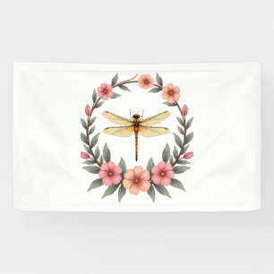 Niedlicher Cotattecore Floral Dragonfly Ästhetisch Banner