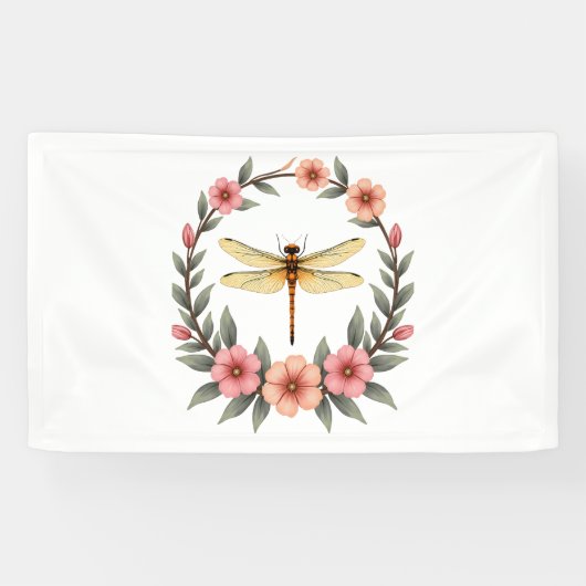 Niedlicher Cotattecore Floral Dragonfly Ästhetisch Banner (Horizontal)