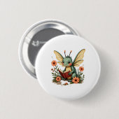 Niedlicher Cotattecore Floral Dragonfly Ästhetisch Button (Vorne & Hinten)
