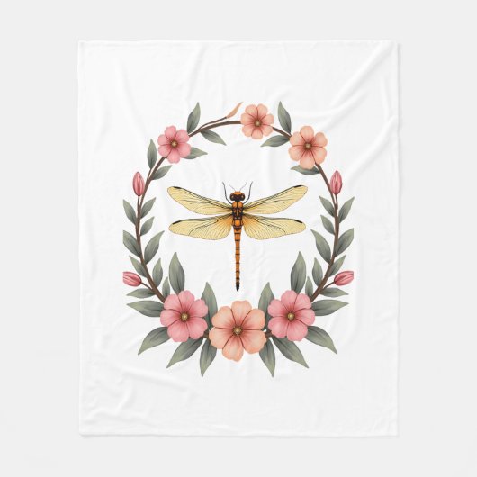 Niedlicher Cotattecore Floral Dragonfly Ästhetisch Fleecedecke (Vorderseite)