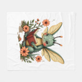 Niedlicher Cotattecore Floral Dragonfly Ästhetisch Fleecedecke (Vorderseite (Horizontal))