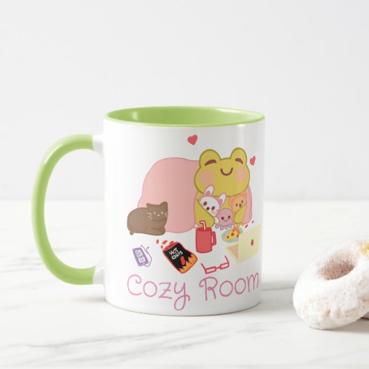 Niedlicher Cotattecore Frog Tasse (Mit Donut)