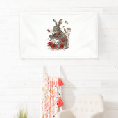 Niedlicher Cotgcore Grafik-Kaninchen Violine spiel Banner (Insitu)