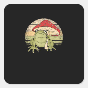 Niedlicher Cottagecore-Frosch Pilz Goblincore-Kröt Quadratischer Aufkleber