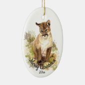 Niedlicher Cougar Mountain Lion Cat Kitten FIERCE Keramik Ornament (Rechts)
