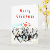 Niedlicher Couple Elephant Weihnachtskarte Karte (Gelbe Blume)