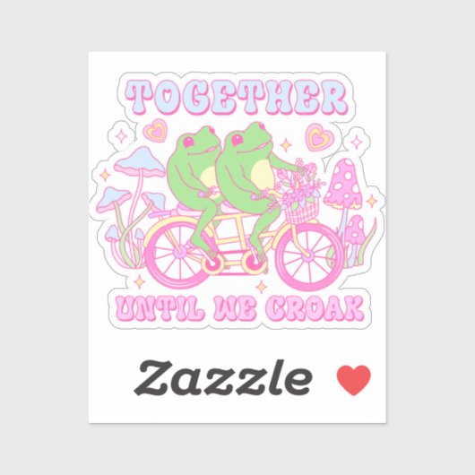 Niedlicher Couple Frog - Zusammen, bis wir Croak h Aufkleber (Blatt)