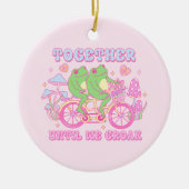 Niedlicher Couple Frog - Zusammen, bis wir Croak h Keramik Ornament (Vorne)