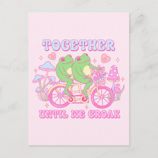 Niedlicher Couple Frog - Zusammen, bis wir Croak h Postkarte (Vorderseite)